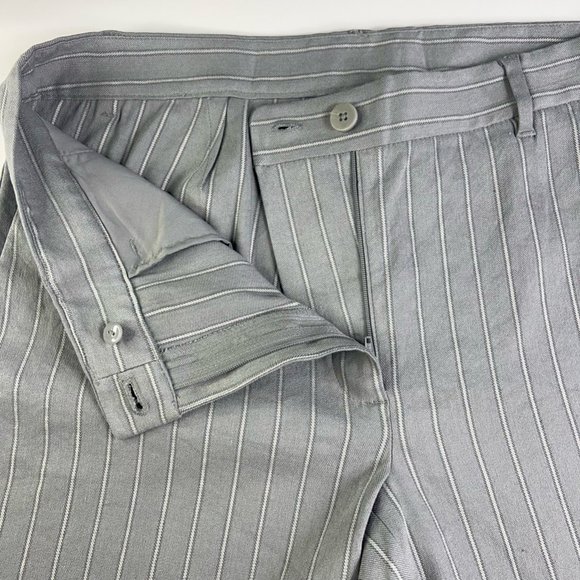 J. Jill Womens Linen Stretch Cropped Pants Gray Stripe High Rise Pockets 14 New - Picture 4 of 12